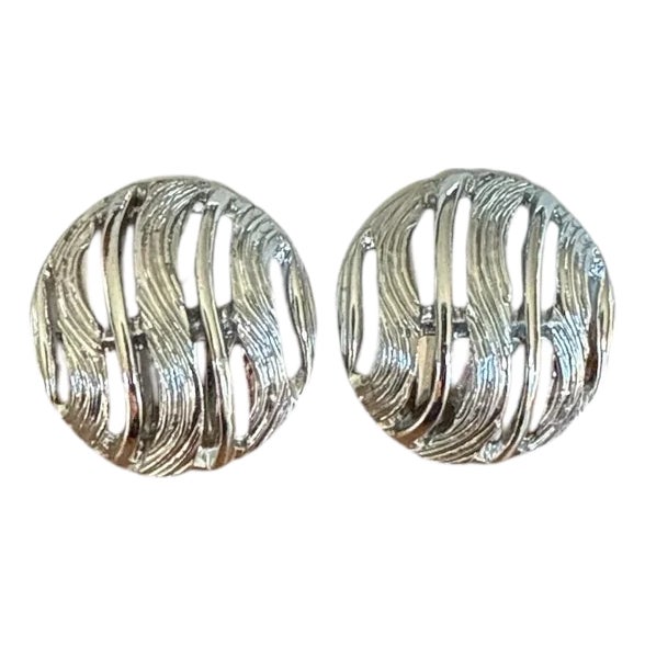 1980s Kramer Vintage Silver Tone Earrings, A Pair For Sale