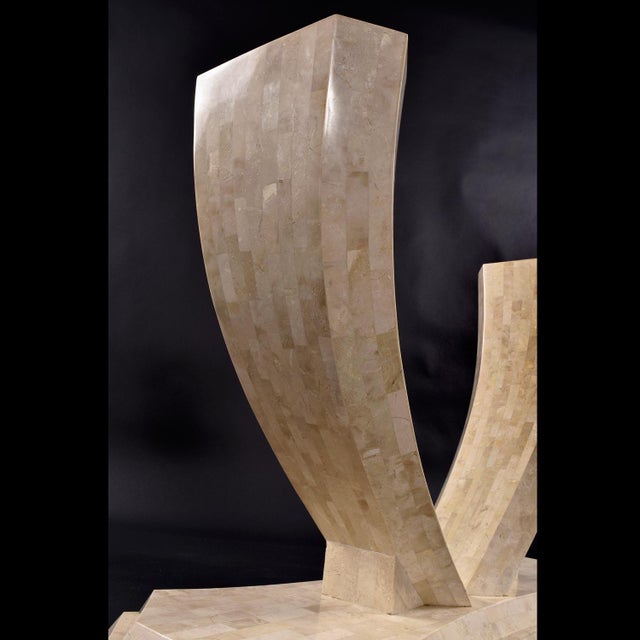 1970s Robert Marcius for Maitland Smith Arched Tessellated Stone Console Table For Sale - Image 5 of 13