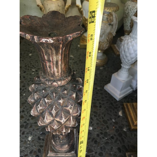 Vintage Large Thomas W. Morgan Silver Giltwood Pineapple Lamps - A Pair For Sale - Image 9 of 11