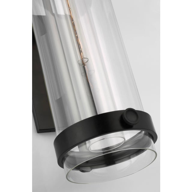 Modern Ian K. Fowler for Visual Comfort Signature Kears Large Bracketed Wall Light in Aged Iron with Clear Glass For Sale - Image 3 of 5