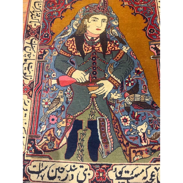 Brick Red 1930s Pasargad High Kpsi Fine 50 Raj Oriental Pictorial Rug Kork Wool For Sale - Image 8 of 15