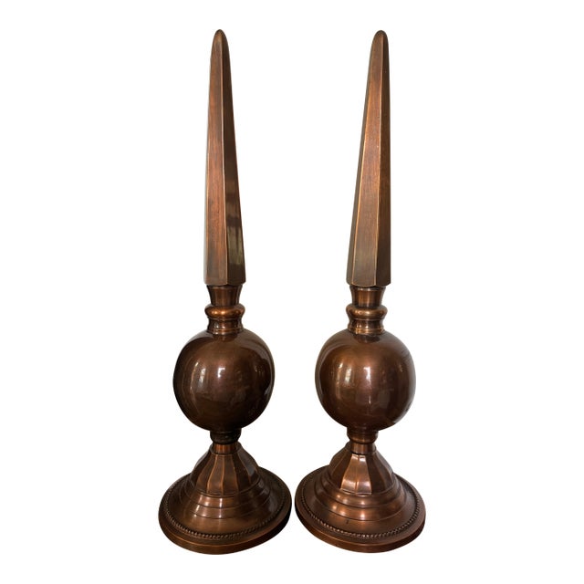 Large Mid 20th Century Copper Finals- a Pair For Sale