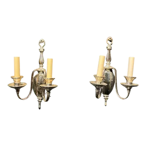 A Pair of 1940s Silver Plated Sconces