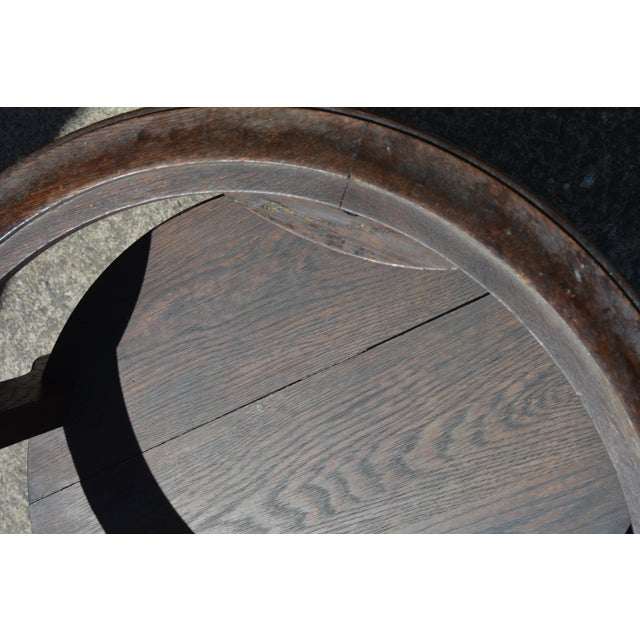 Chestnut 1970s Vintage Wooden 2 Tier Round Table With WMF Copper Tray Insert Top / Spades Edge For Sale - Image 8 of 12