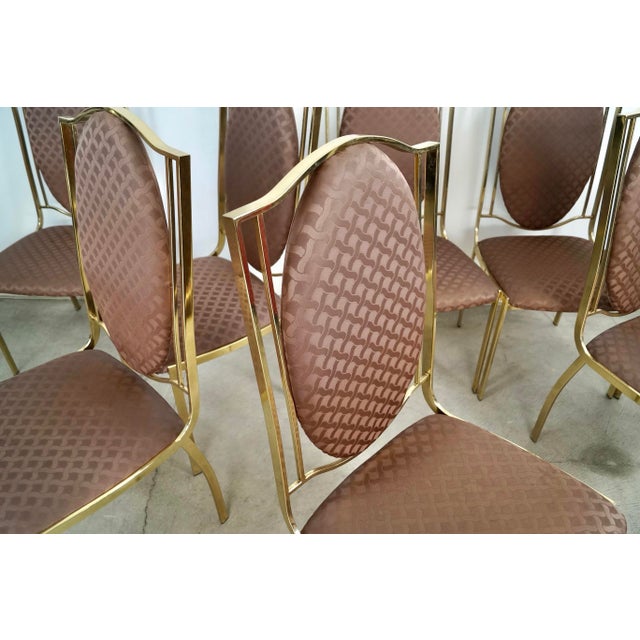 Brass 1970’s Italian Hollywood Regency Brass Dining Chairs - Set of 8 For Sale - Image 8 of 12