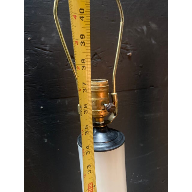 1960s Mid Century Modern Statuesque Cased Glass Murano Table Lamps on Black Walnut Bases - a Pair For Sale - Image 10 of 12