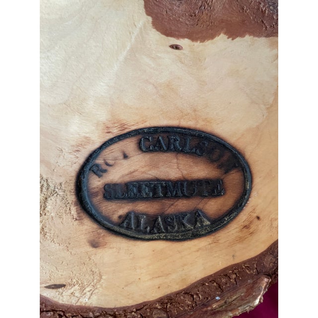 Mid-Century Modern Vintage Handcrafted Roy Carlson Vintage Artisan Birch Wood Burl Bowl Sleetmute Alaska For Sale - Image 3 of 5