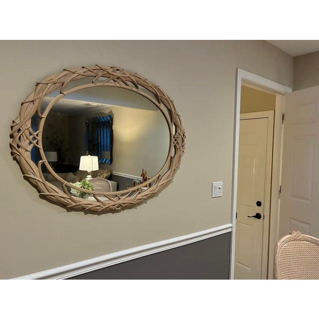Vintage Carolina "Palm Frond" Oval Wall Mirror For Sale In New York - Image 6 of 8