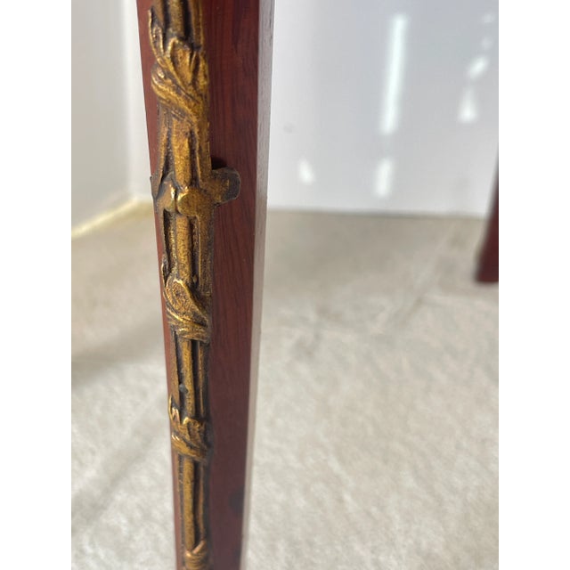 French Marquetry, Brass Gallery & Marble Top Gueridon Table, Early 20Th. C For Sale - Image 17 of 18