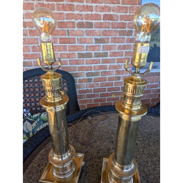 1960s Mid-Century Modern, Ming Style Brass Footed Table Lamps - a Pair For Sale - Image 18 of 18