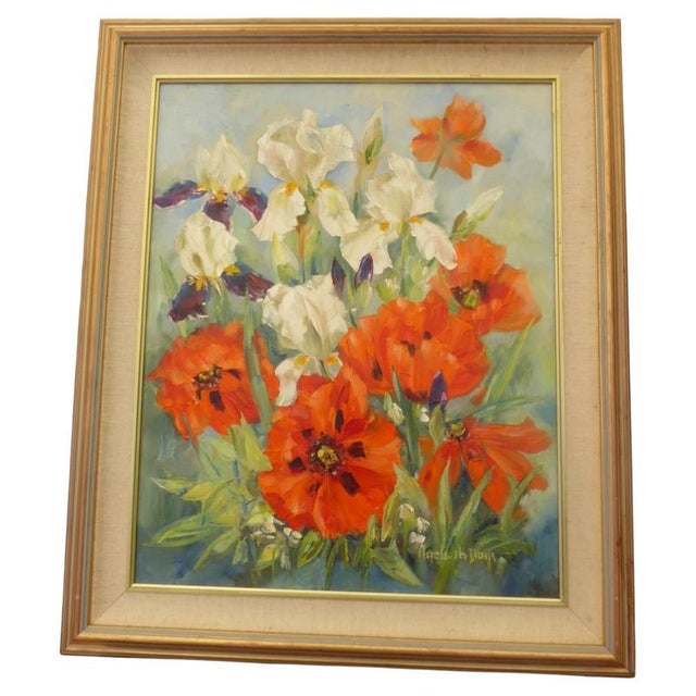 Elizabeth Davies, Still Life with Flowers, 1980, Oil on Canvas For Sale - Image 17 of 17