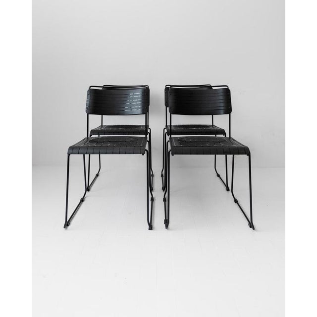 Vintage Dining Chairs in Black Metal and Plastic, 1980s, Set of 4 For Sale - Image 4 of 18