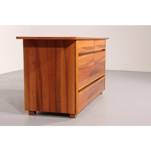 1970s Italian Architectural Chest of Drawers in Walnut, 1970 For Sale - Image 5 of 12