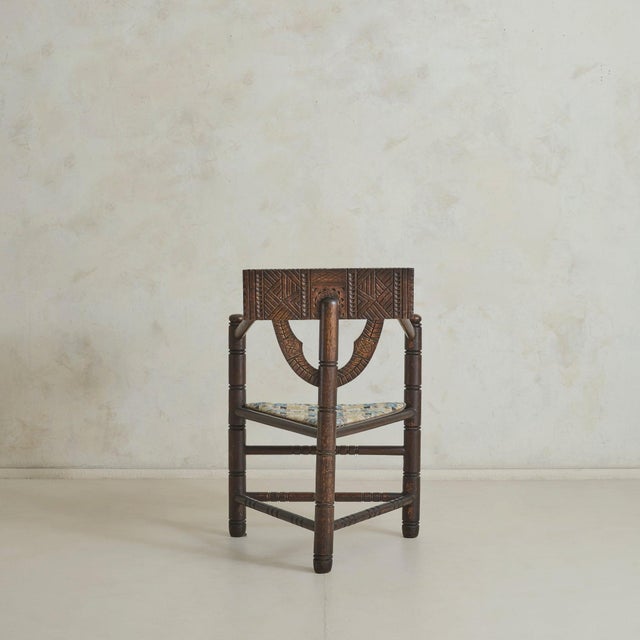 Antique Swedish Oak Corner Chair - 2 Available For Sale - Image 4 of 11