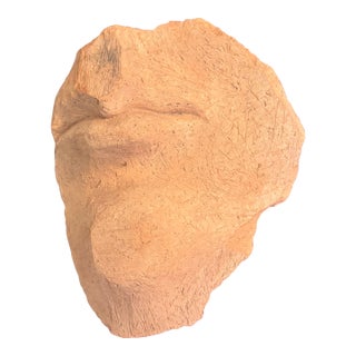1980s Darryl Starr Half Face Clay Sculpture | Contemporary Ceramic Wall Sculpture [Pb] For Sale
