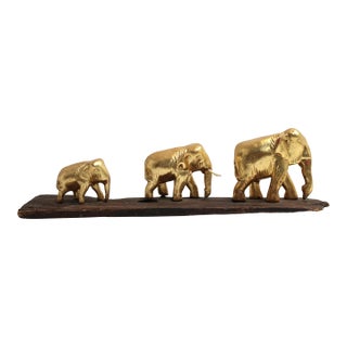 Elephant Family Golden Wisdom & Prosperity Totem For Sale