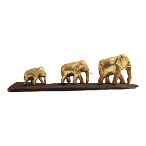Elephant Family Golden Wisdom & Prosperity Totem