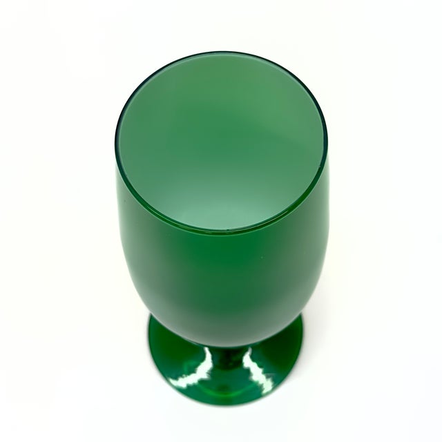 Glass Mixed Blue & Green Cased Glass Stemware Curation - Group of 6 For Sale - Image 7 of 13