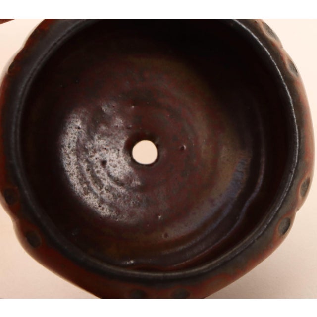 Diminutive Vintage Red Variegated Incised Stoneware Vessel by Deanna Nichols For Sale - Image 9 of 10