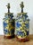 Vintage Boho Blue Rose Glazed Ceramic Vase Lamps - A Pair For Sale - Image 9 of 12