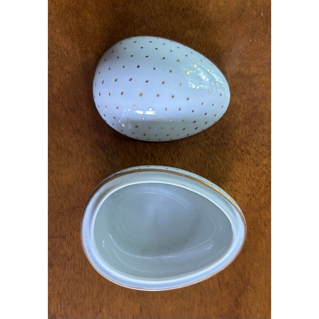 Limoges, France Vintage Limoges Covered Egg Shape Box For Sale - Image 4 of 4