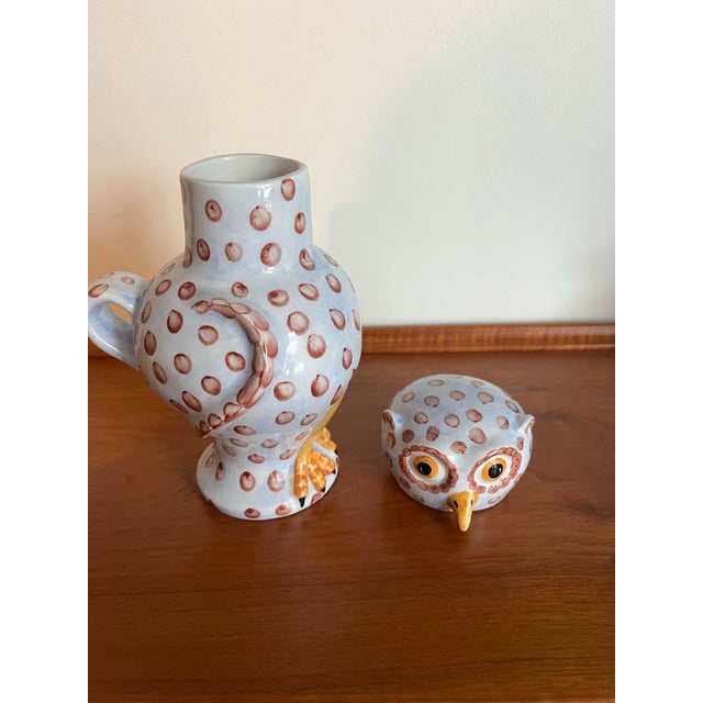 Vietri Italian Hand-Painted Owl Bedside Water Pitcher and Tumbler For Sale - Image 10 of 12