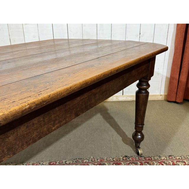 19th-Century Farmhouse Table with Fir Top and Poplar Base For Sale - Image 6 of 18