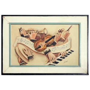 Carlo of Hollywood "Jazz Band" Watercolor Painting