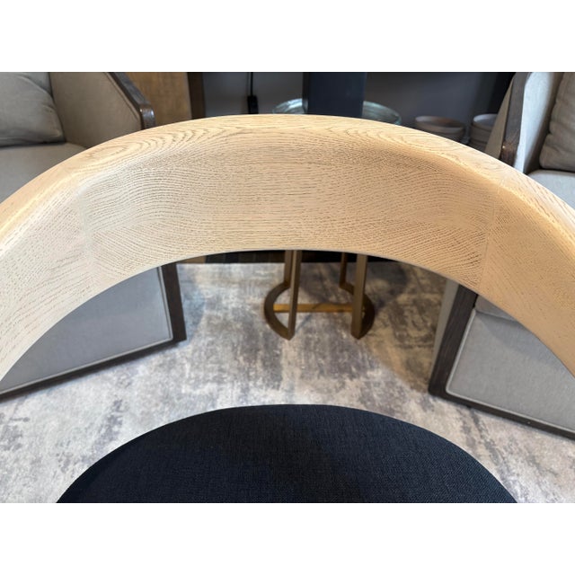 Rh Chloé Fabric Armchair | Greige Oak Finish | Performance Linen Weave in Black For Sale - Image 17 of 18