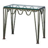 Image of Undulating 'Méandre' Verdigris Iron and Glass Side Table by Design Frères For Sale