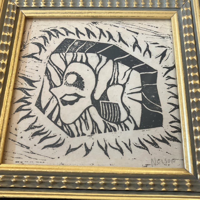 Abstract 1940’s Original Ralph Nelson Abstract Wood Block Print Signed For Sale - Image 3 of 5