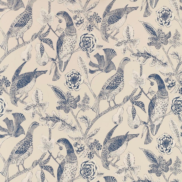 Sample - Schumacher Katmandu Wallpaper in Navy For Sale