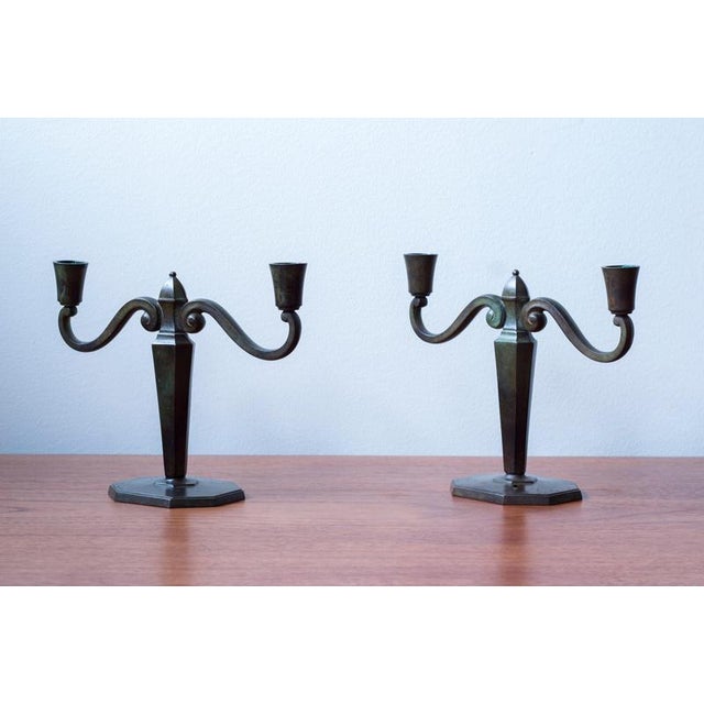 1930s Bronze Candelabras from GAB, 1930s, Set of 2 For Sale - Image 5 of 10