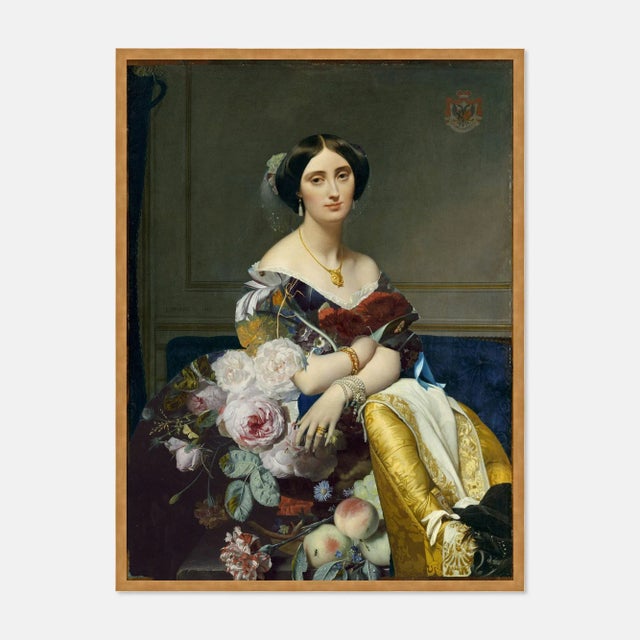 Lara Fowler Floral Dress by Lara Fowler in Gold Frame, Medium Art Print For Sale - Image 4 of 4