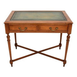 Victorian Walnut Desk with Leather Top, 1890s For Sale