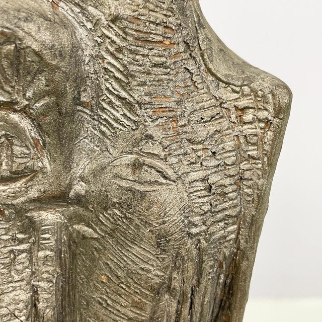 Gold Italian Modern Abstract Sculpture in Dark Gray Terracotta by Edmondo Cirillo, 1968 For Sale - Image 8 of 17