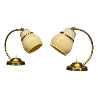 1950s Itsu Oy, Table Lamps, Polished Brass, Glass For Sale