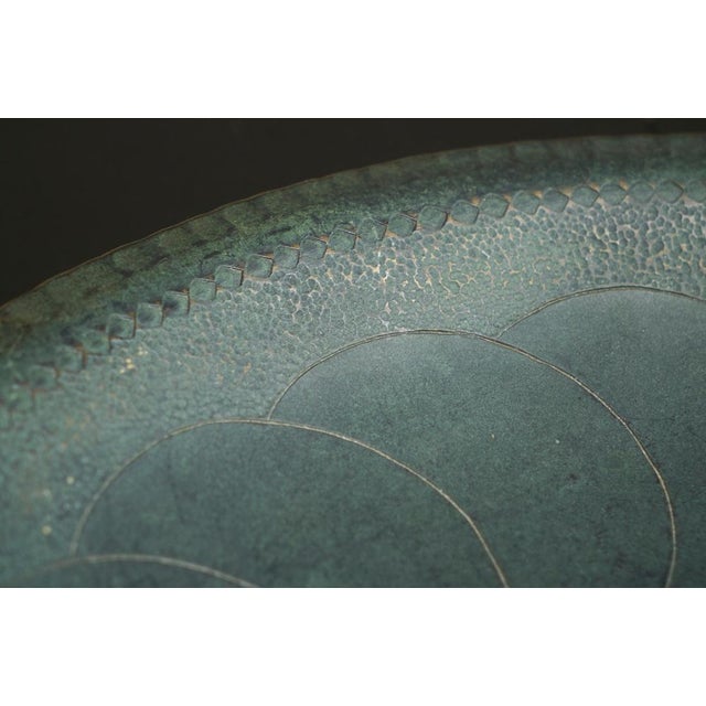 Art Deco Centerpiece Bowl in Verdigris Copper, 1930s For Sale - Image 6 of 12