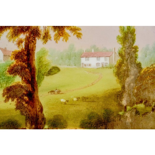 Pair Antique 19th Century Hand Painted Porcelain Plaques Rustic Victorian Pastoral Country Farm Scenes Wall Home Decor Art For Sale - Image 13 of 18