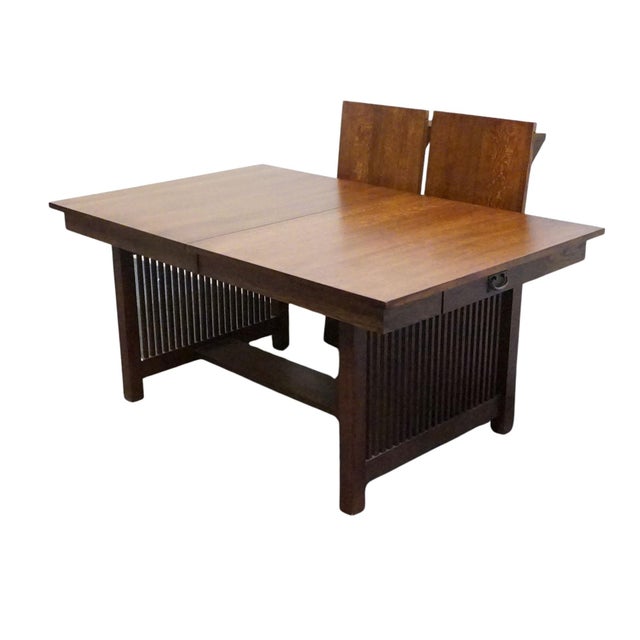 Wood Canadel Furniture Solid Oak Mission Style Arts & Crafts 102" Trestle Dining Table 8020bc-Bra000-Pta - Made in Canada For Sale - Image 7 of 13