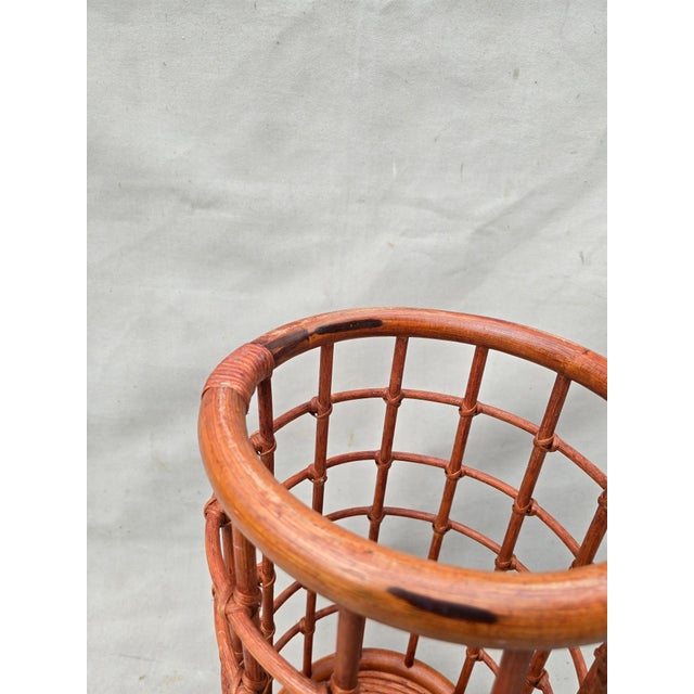 1960s Franco Albini Red Bamboo Umbrella Stand For Sale In Los Angeles - Image 6 of 6