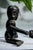 Black Amazing Pair Hand Carved Antique Wood Chinese Dolls Asian Folk Art For Sale - Image 8 of 14