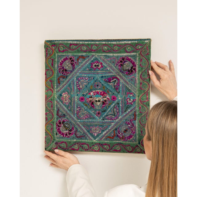 Early 20th Century China Green Textile Wall Hanging For Sale In Greensboro - Image 6 of 15