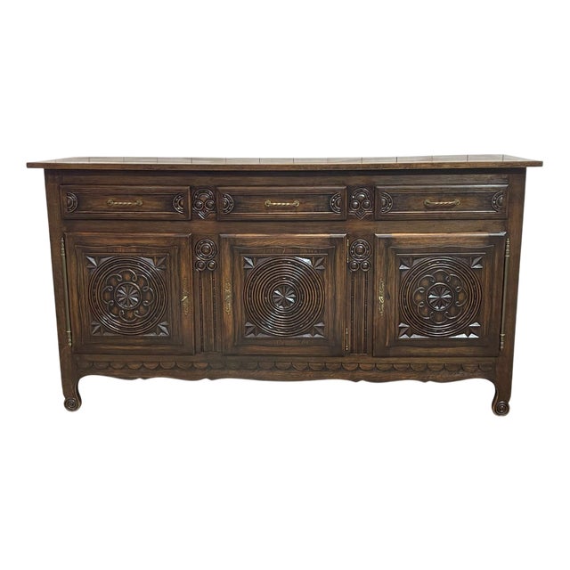 Oak Sideboard in the style of Robert Micheau Vernez, 1950s For Sale