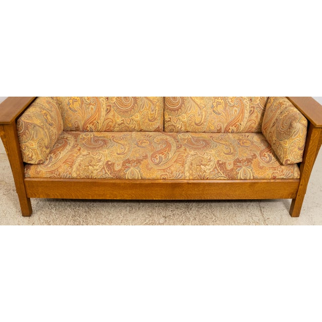 Stickley Stickley Mission Oak Arts & Crafts Upholstered Sofa For Sale - Image 4 of 17