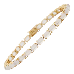 14kt Solid Yellow Gold Rainbow Moonstone Bracelet, Gemstone Tennis Bracelet