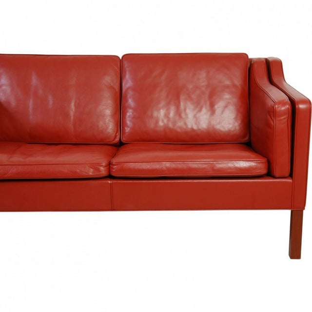 2212 Two-seater Sofa in Red Leather by Børge Mogensen, 1990s For Sale - Image 14 of 18