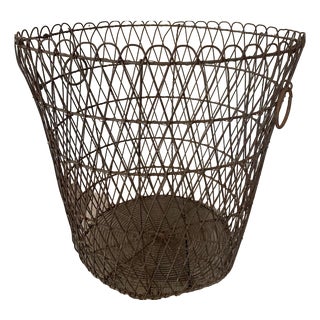 Vintage Iron Paper Basket For Sale