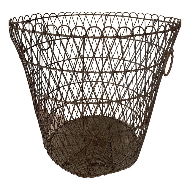 Vintage Iron Paper Basket For Sale