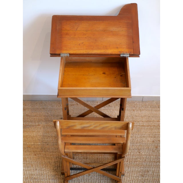 Vintage French Wooden School Desk, 1950s For Sale - Image 10 of 14